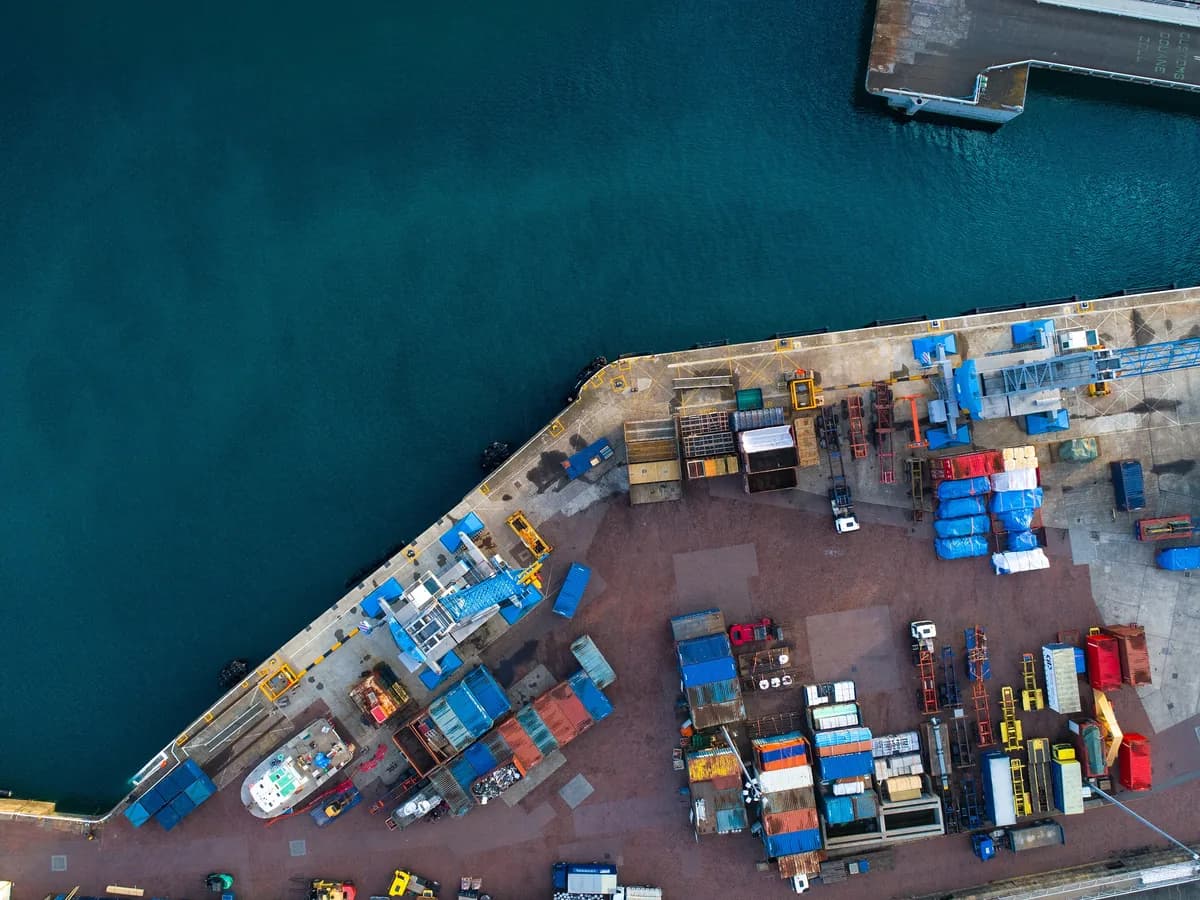 Cargo yard on a working quayside